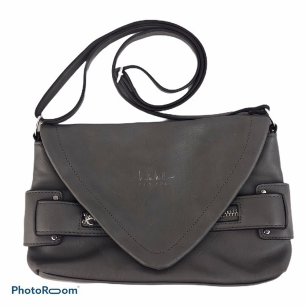 NICOLE MILLER Gray Crossbody Purse. EUC.